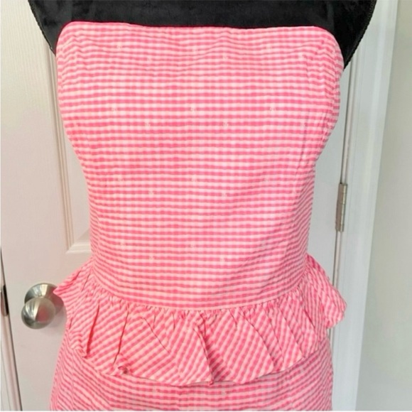 Lilly Pulitzer Lowe Fiesta Pink Gingham Strapless Mini Dress Size 8 - Picture 4 of 12